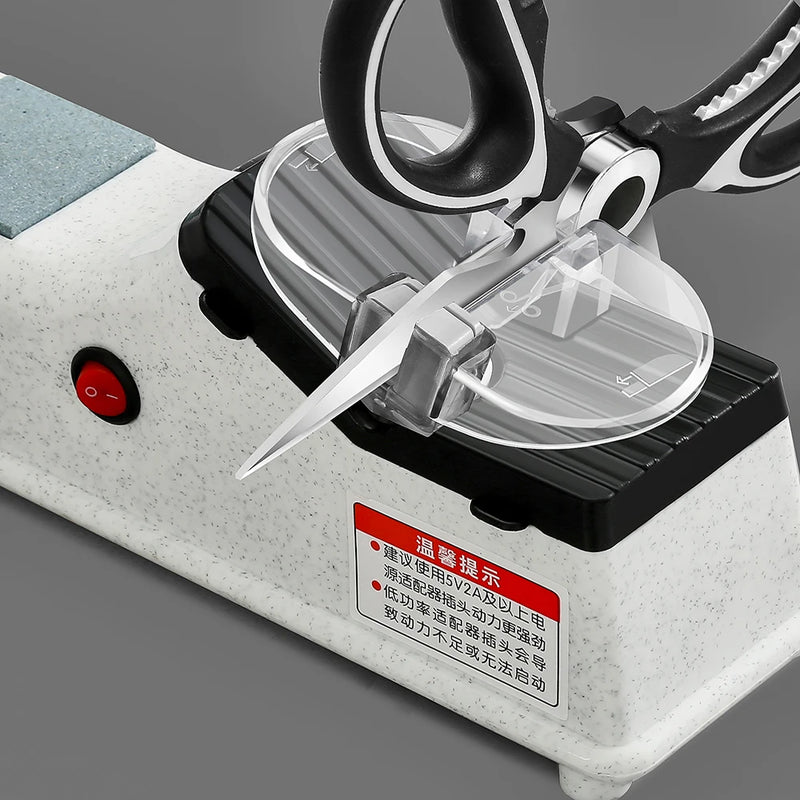 Ajustável elétrica faca afiador para facas de cozinha, Scissor Sharpening Tool, médio e fino lâmina de moagem, branco, USB
