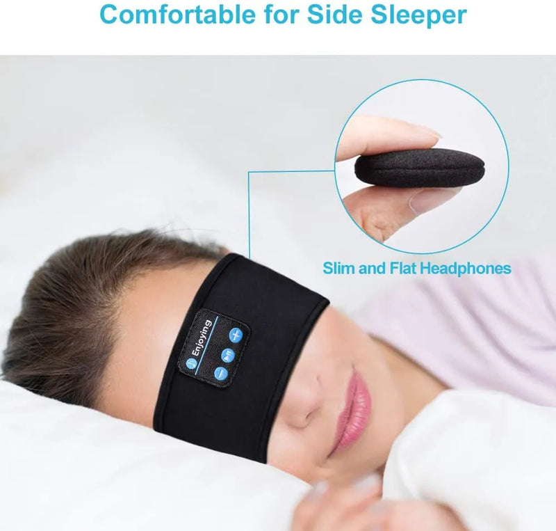 Auscultadores para dormir Bluetooth, Headband esportivo, fino, macio, elástico, confortável, fones de ouvido sem fio, máscara de olho para dorminhoco lateral