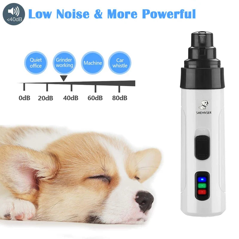 Indolor USB Carregamento Dog Nail Grinders, Recarregável Pet Clippers, Quiet Electric Dog Cat Paws, Nail Grooming Trimmer Tools