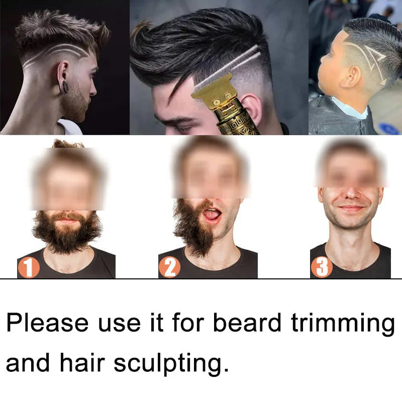 Maquina de corte cabelo Barbeador elétrico masculino aparador de barba limpeza facial barbeador elétrico T9 0mm cabeleireiro masculino