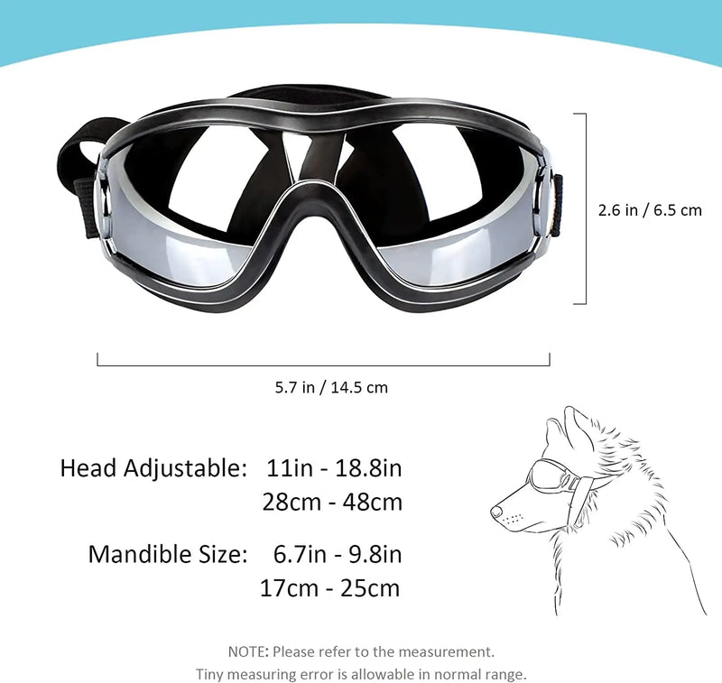 Cão óculos com alça ajustável, óculos pet, anti-nevoeiro, viagens, esqui, neve, médio a grande cão